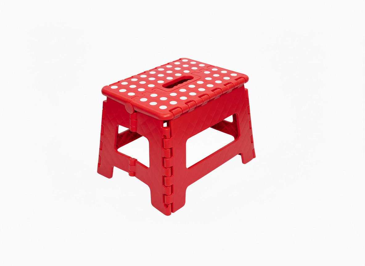 KLAPPHOCKER faltbar mit Anti-Rutsch Beschichtung, Tritthocker H 22 cm bis 150 KG belastbar, Rot - Rot, Paraffin (22/29/22cm)