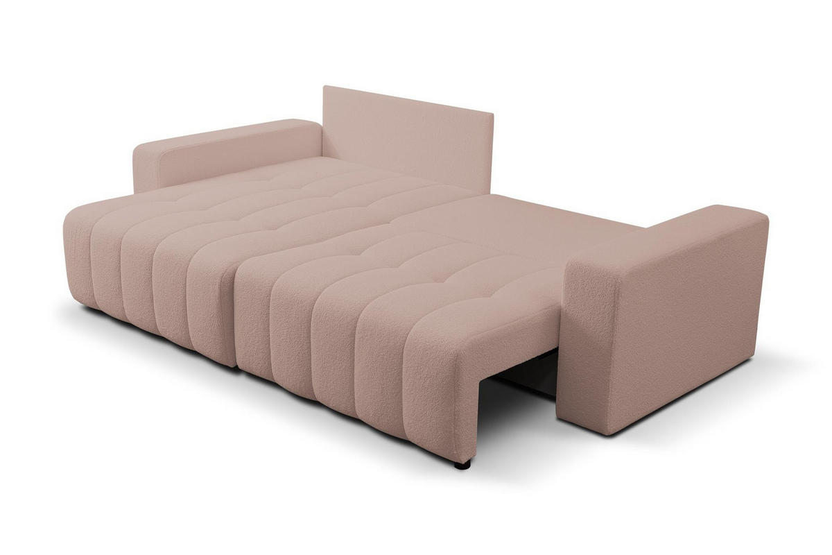 ECKSOFA Masina Beige, Schlafsofa aus Veloursstoff - Beige, Holzwerkstoff (245/143cm) - Bettso