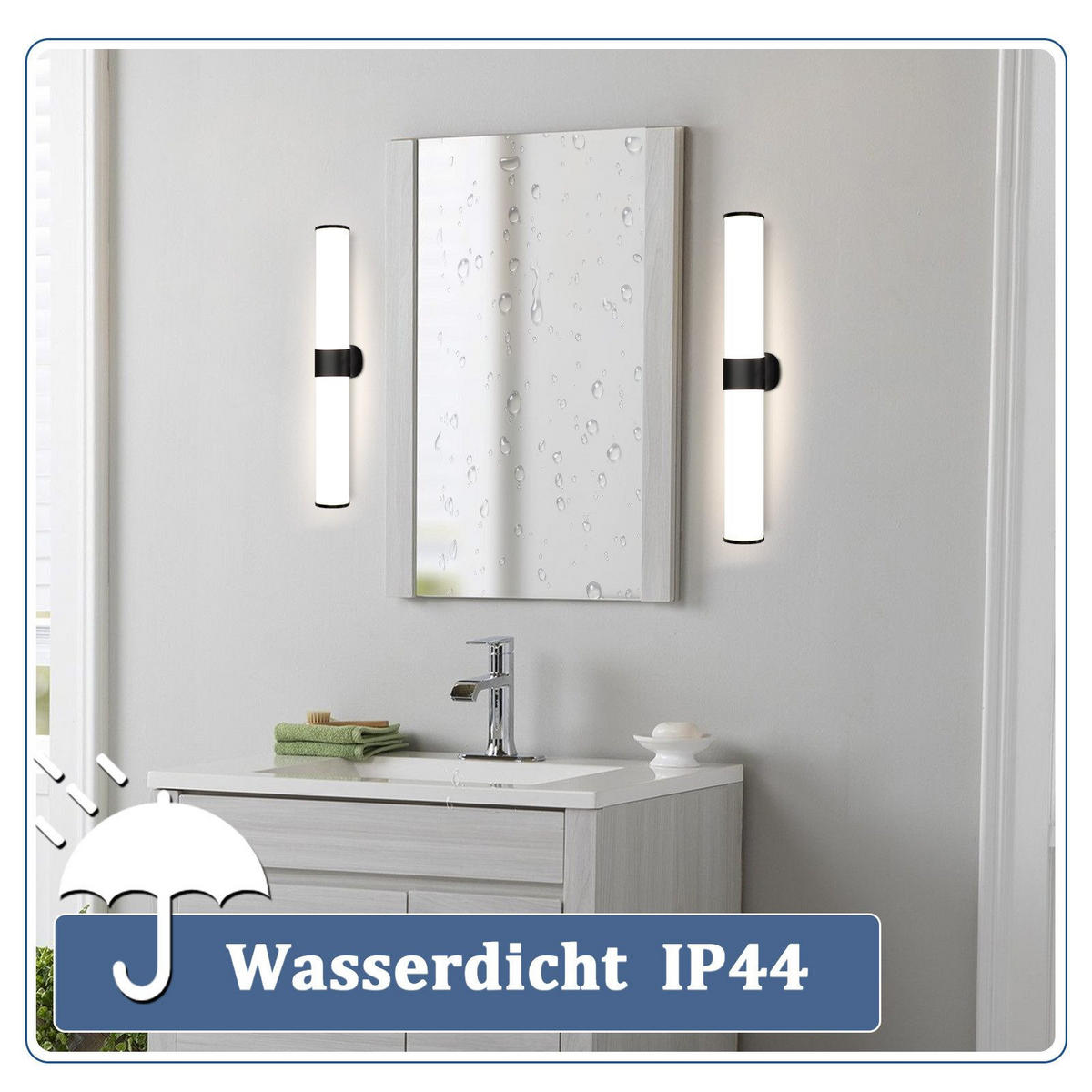 SPIEGELLEUCHTE Kiel 40/6.8/12.8 cm - Schwarz, Kunststoff (40/6.8/12.8cm) - Nettlife