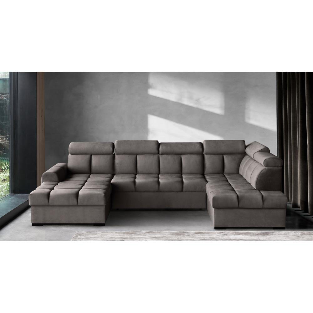 WOHNLANDSCHAFT Gomez U mit Schlaffunktion braun rechts - Braun, Textil (330/102/195cm) - Beautysofa