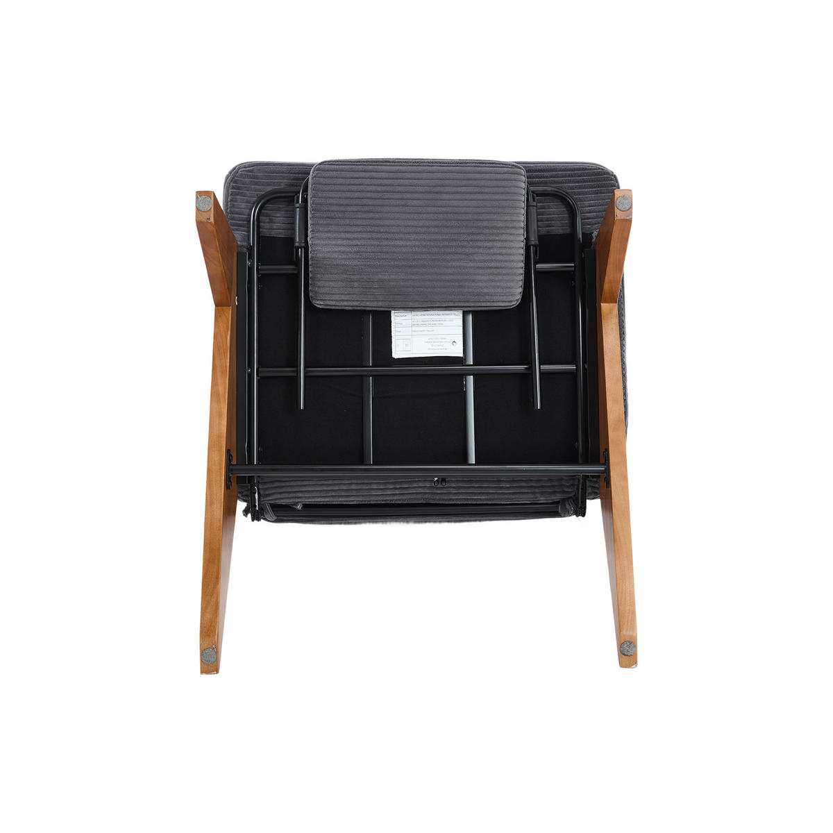 SESSEL Cord Dunkelgrau mit verstellbarer Rückenlehne und mit Lendenkissen - Dunkelgrau, Holzwerkstoff/Textil (73/90/127cm) - WISHDOR