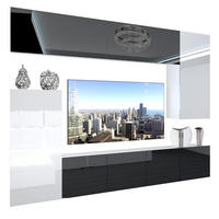 WOHNZIMMERWAND Schrankwand mit LED Schwarz / Weiß - Schwarz/Weiß, Holz (250/180/36cm) - B BELINI GROUP