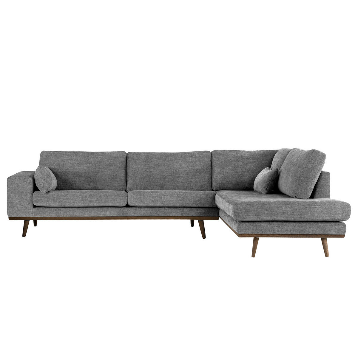 ECKSOFA mit Ottomane - Eichefarben/Dunkelgrau, Eichenholz/Textil (287/219cm) - home24