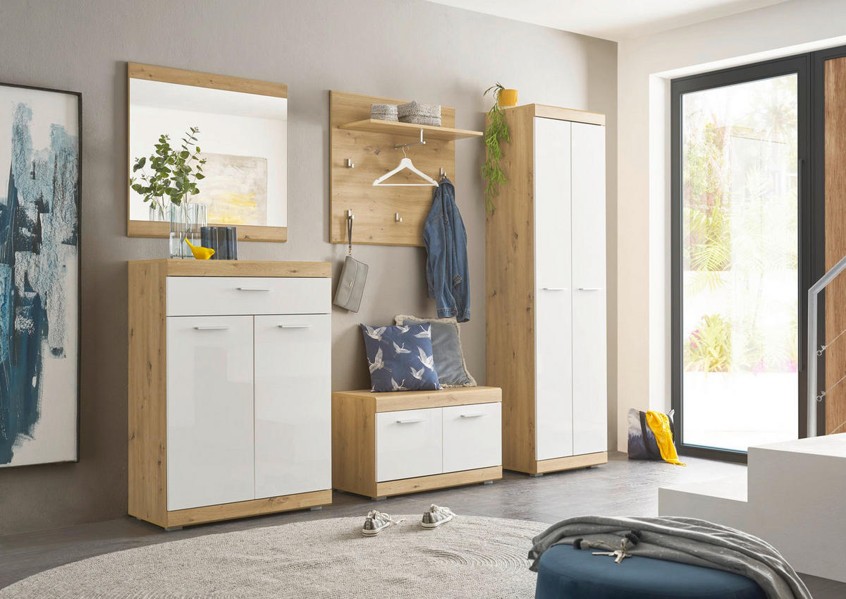 GARDEROBE 5-teilig in 255/195/38 cm - Weiß, Holz (255/195/38cm) - moebel dich auf