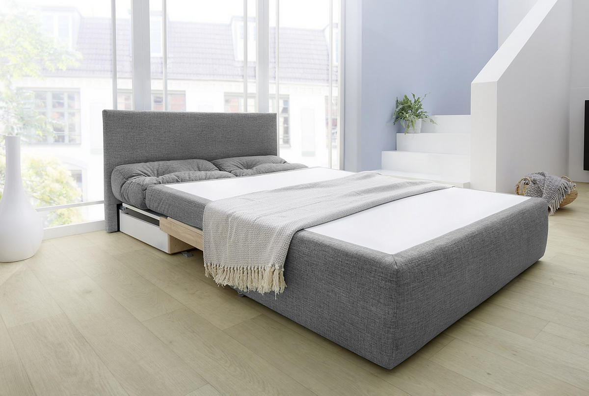 SCHLAFSOFA mit Bettkasten B136/T85/H86 cm, Liegefläche 130x193 cm, Mikrofaser Grau / 15119 - Dunkelgrau/Schwarz, Textil (136/86/85cm) - luma-home