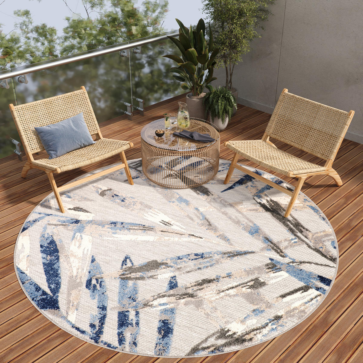 TEPPICH PATIO rund Blaugrau 240/240 cm - Blaugrau, Textil (240/240cm) - Tapiso