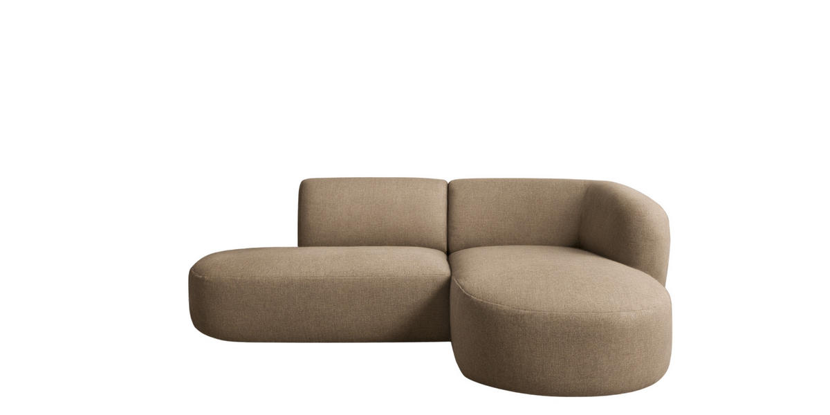 ECKSOFA L-Form Luna, stoff Lins, Cappuccino, Rechts - Cappuccino, Holz (242/188cm) - Kaiser Möbel