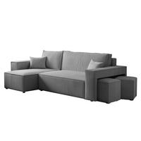 ECKSOFA Adara Inkl. Hocker - Grau, Holzwerkstoff/Textil (262/145cm) - Fun Möbel