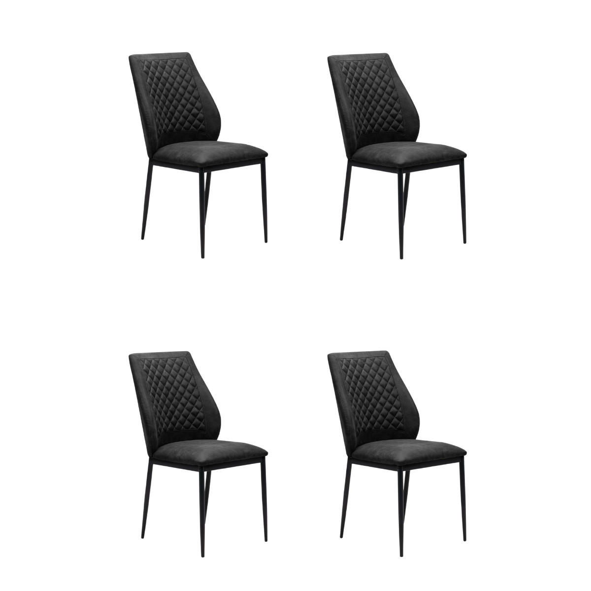 SADA 4 látkových židlí s kovovým rámem, výška 90 cm - SAELA - tmavě šedá, kov (45/90/45cm) - Calicosy