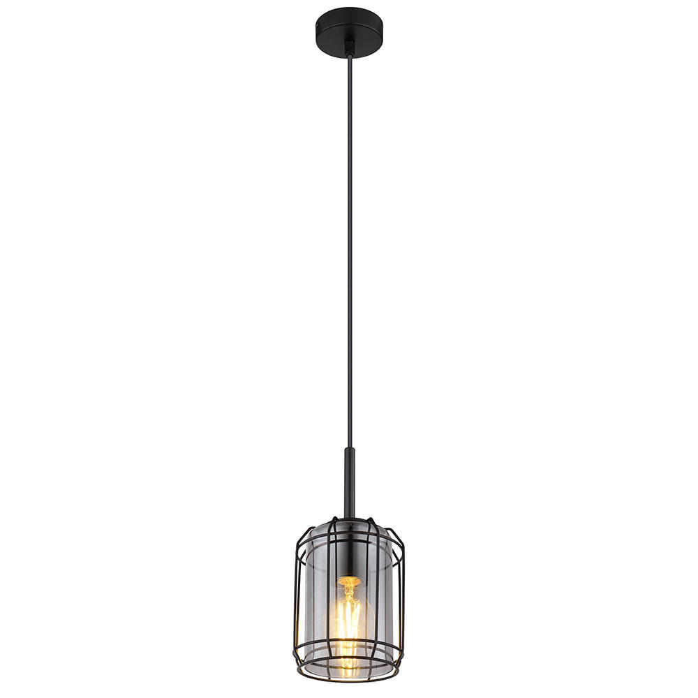 HÄNGELEUCHTE Metall Schwarz Rauchgrau - Schwarz, Glas (13/13/120cm) - Globo Lighting