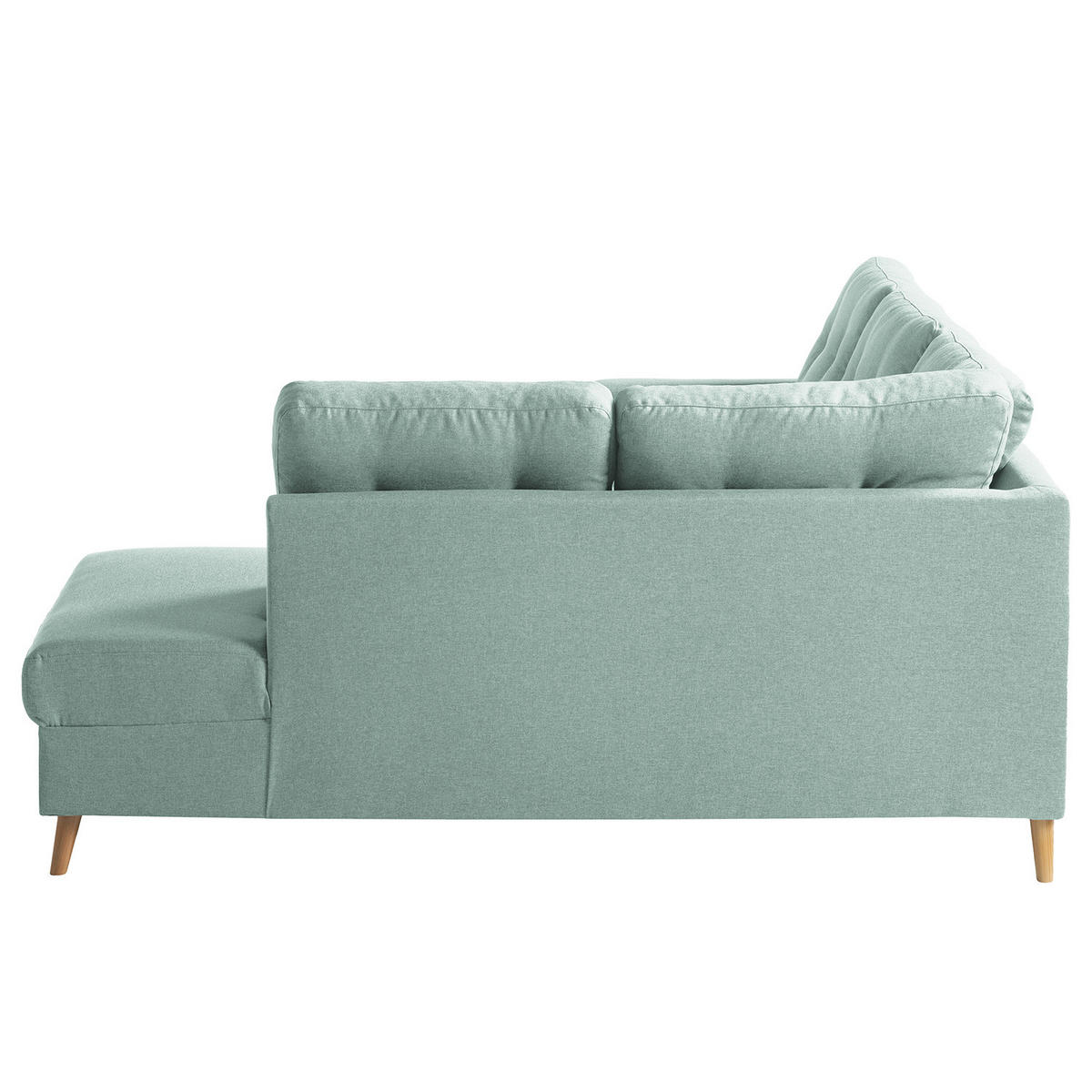 ECKSOFA mit Ottomane - Webstoff - Hellbraun/Mintgrün, Holz/Textil (230/200cm) - home24