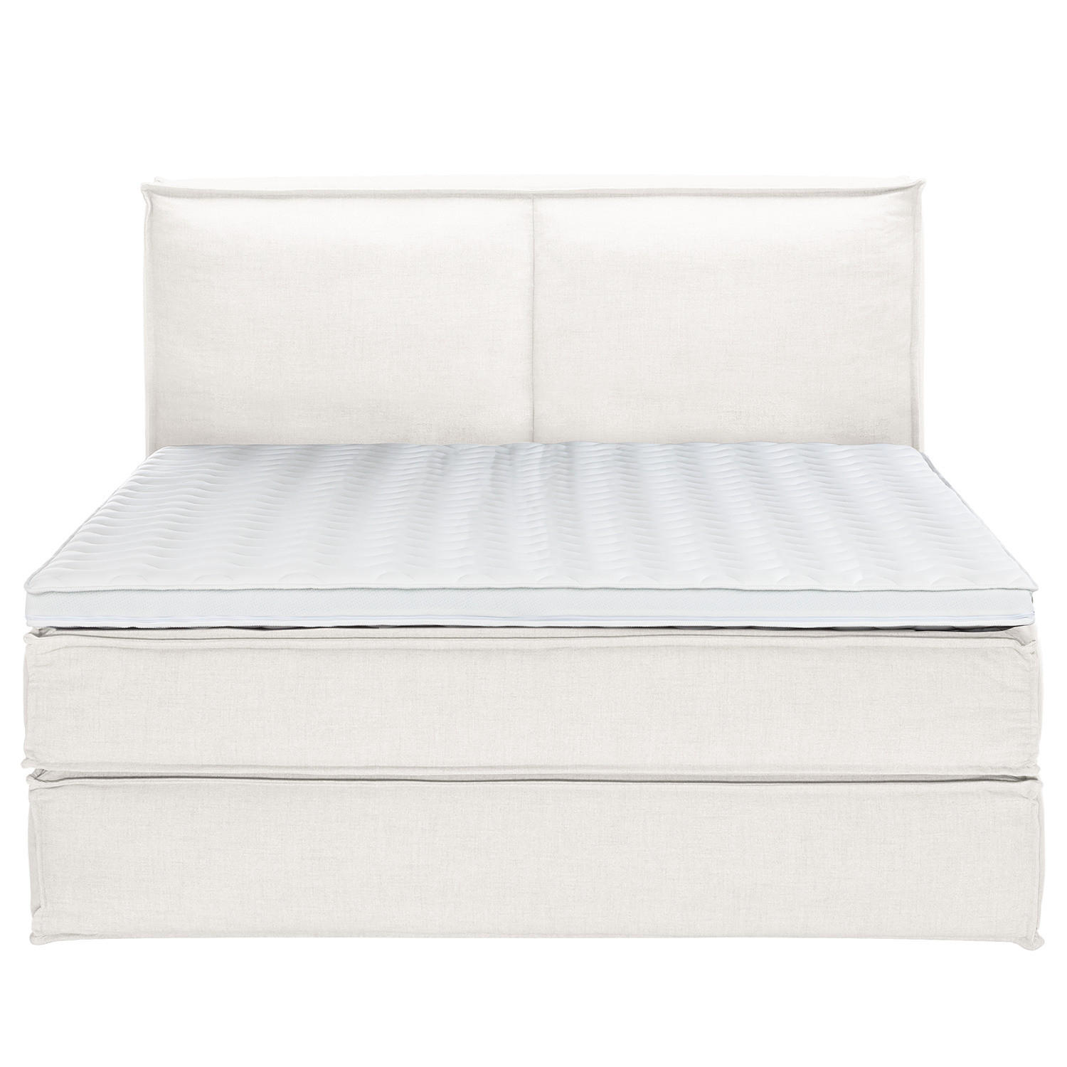 BOXSPRINGBETT mit Kopfteil - Premium - Weiß, Textil (180/200cm) - home24