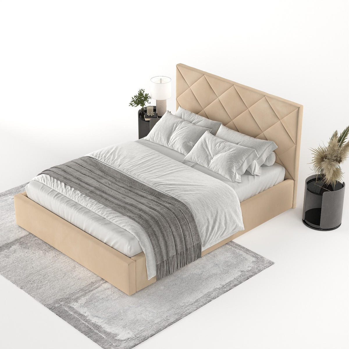 POLSTERBETT Torno 140/200 cm Beige im Kronos Stoff - Beige/Schwarz, Holz/Holzwerkstoff (140/200cm) - AltaBeds