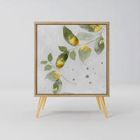 SIDEBOARD ELEGANT BOTANICS, Eichefarben, 57,5x42x75,5 cm, Goldfarbene Metallfüße - Eichefarben/Goldfarben, Holzwerkstoff/Metall (57.5/75.5/42cm) - SpaceRebels