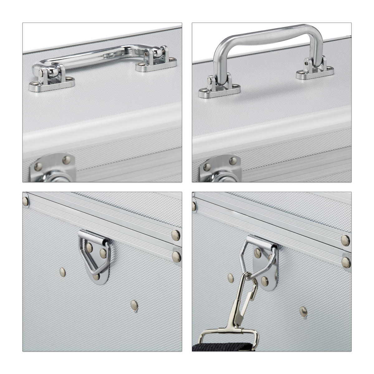 ERSTE-HIFE Koffer - Silberfarben, Kunststoff/Textil (32/19/20cm) - Relaxdays