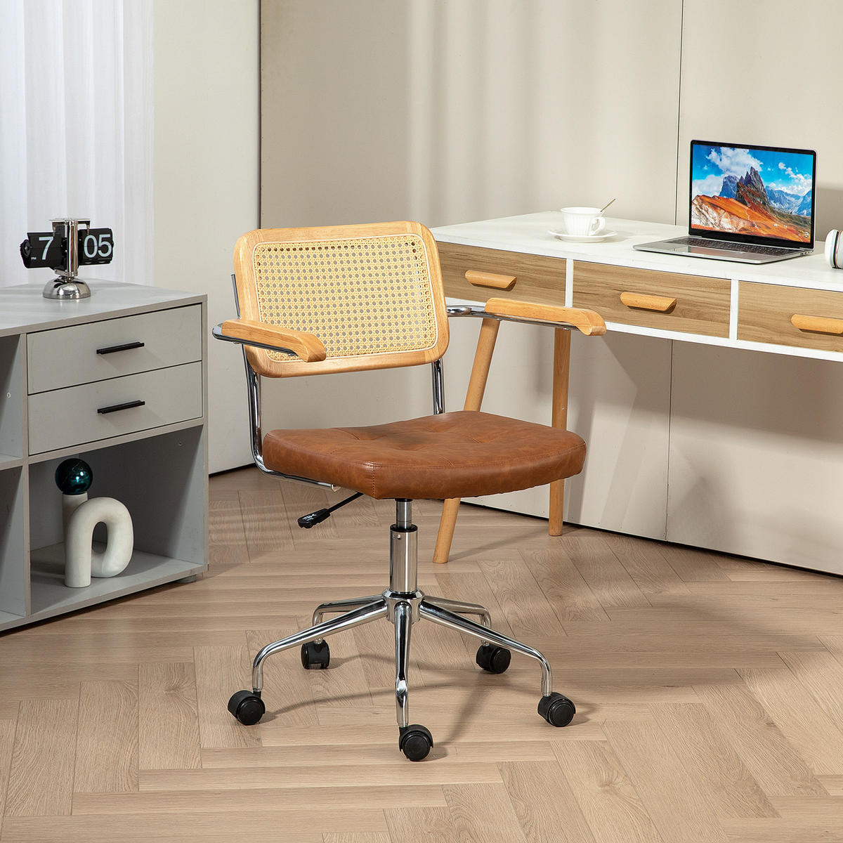 DREHSTUHL DE-11710 60/55,5/82-90 cm Braun - Braun, Metall (55.5/90/60cm) - ComfortXL