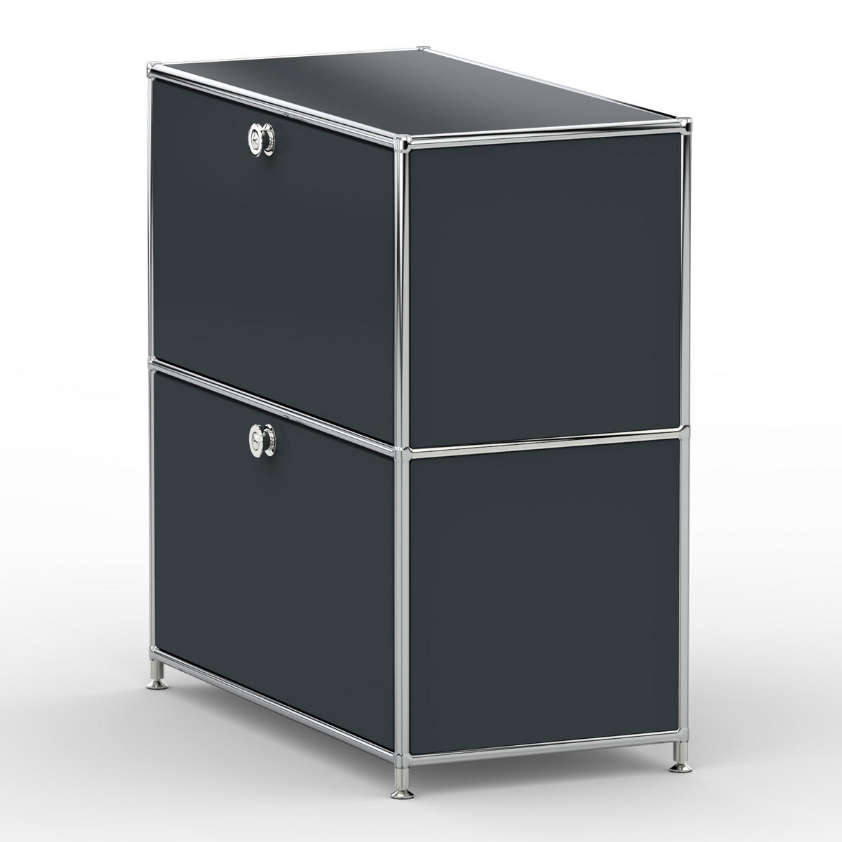 AKTENSCHRANK, 2 Schubladen & Schloss, Breite 77 cm, Anthrazitgrau - Chromfarben/Silberfarben, Metall (40/80.5/77.2cm) - Versee