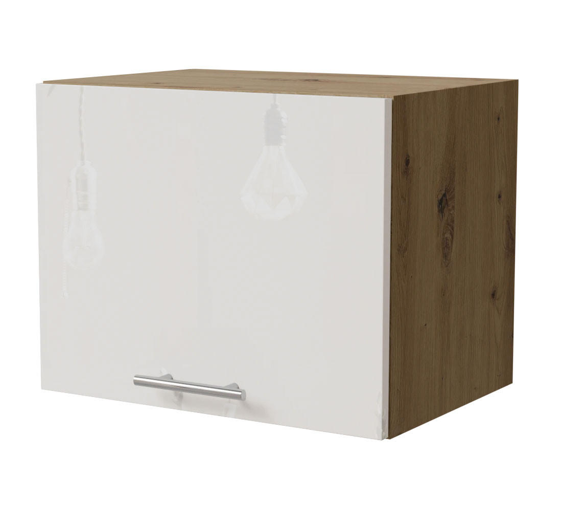 Feldmann-Wohnen Klapphängeschrank Weiß Hochglanz, Eiche Artisan 45x36x32.5 cm