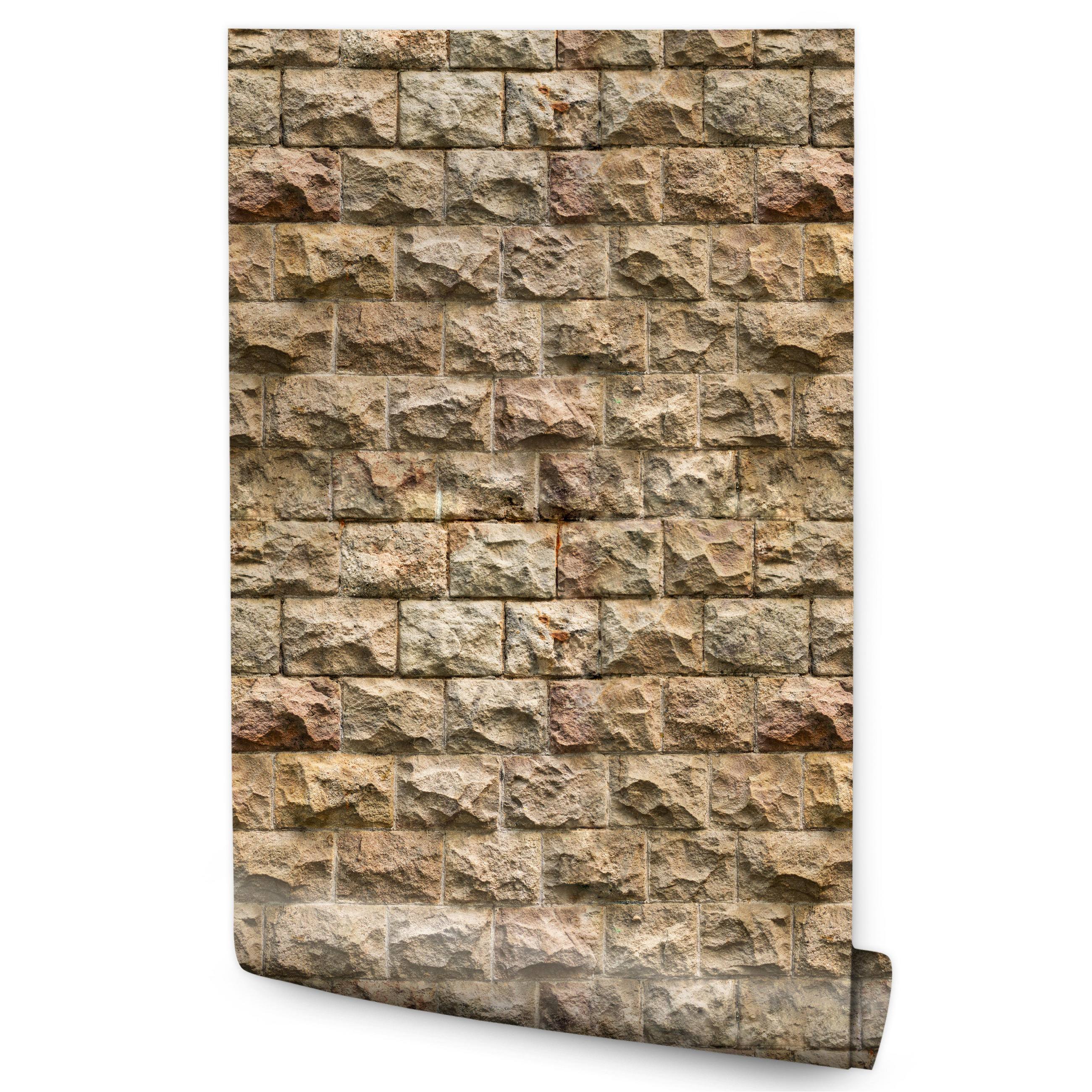 VLIESTAPETE Steinmauer in 3D-Optik – Braun, Beige – 50x1000 cm - Beige/Braun, Papier (50/1000cm) - Muralo