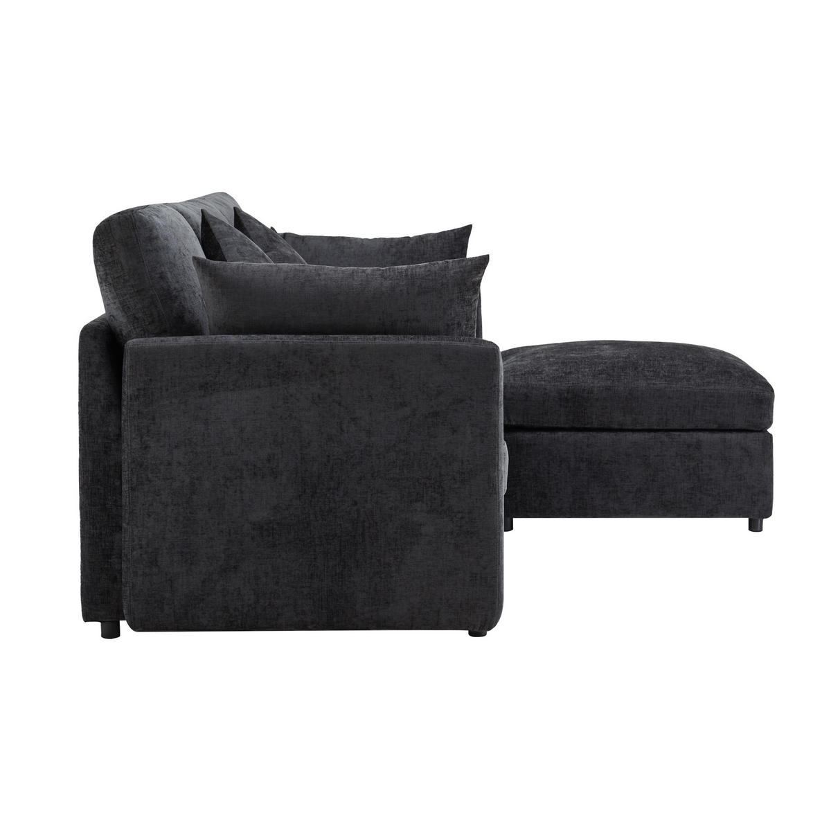 ECKSOFA 216x161x81 cm aus Chenille mit beweglichem Hocker, Grau - Grau, Textil (161/216cm) - Luhomfu