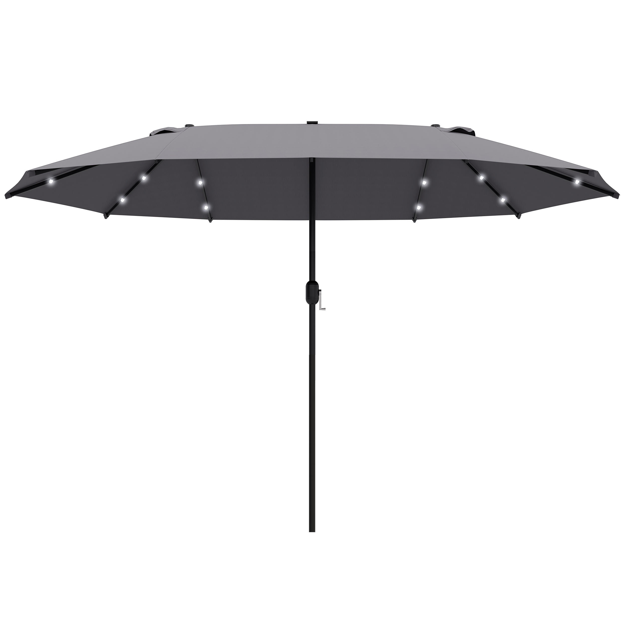 DOPPELSONNENSCHIRM 440 x 260 cm mit Handkurbel Oval Metall Dunkelgrau - Dunkelgrau, Kunststoff (440/260cm) - Outsunny