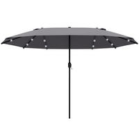 DOPPELSONNENSCHIRM 440 x 260 cm mit Handkurbel Oval Metall Dunkelgrau - Dunkelgrau, Kunststoff (440/260cm) - Outsunny