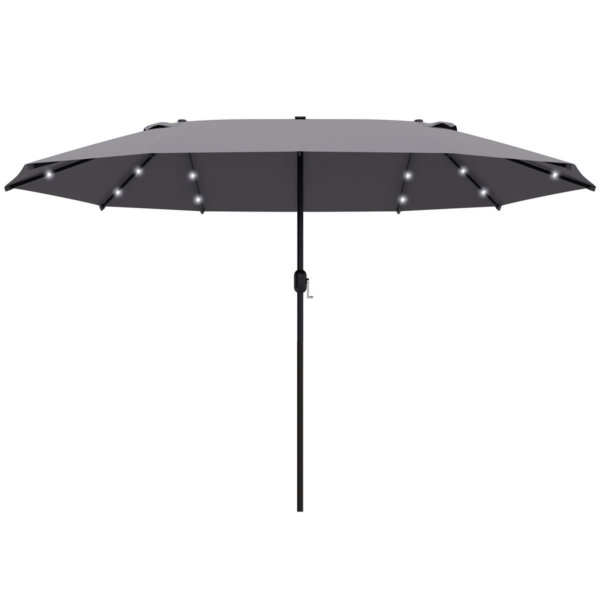 DOPPELSONNENSCHIRM 440 x 260 cm mit Handkurbel Oval Metall Dunkelgrau - Dunkelgrau, Kunststoff (440/260cm) - Outsunny