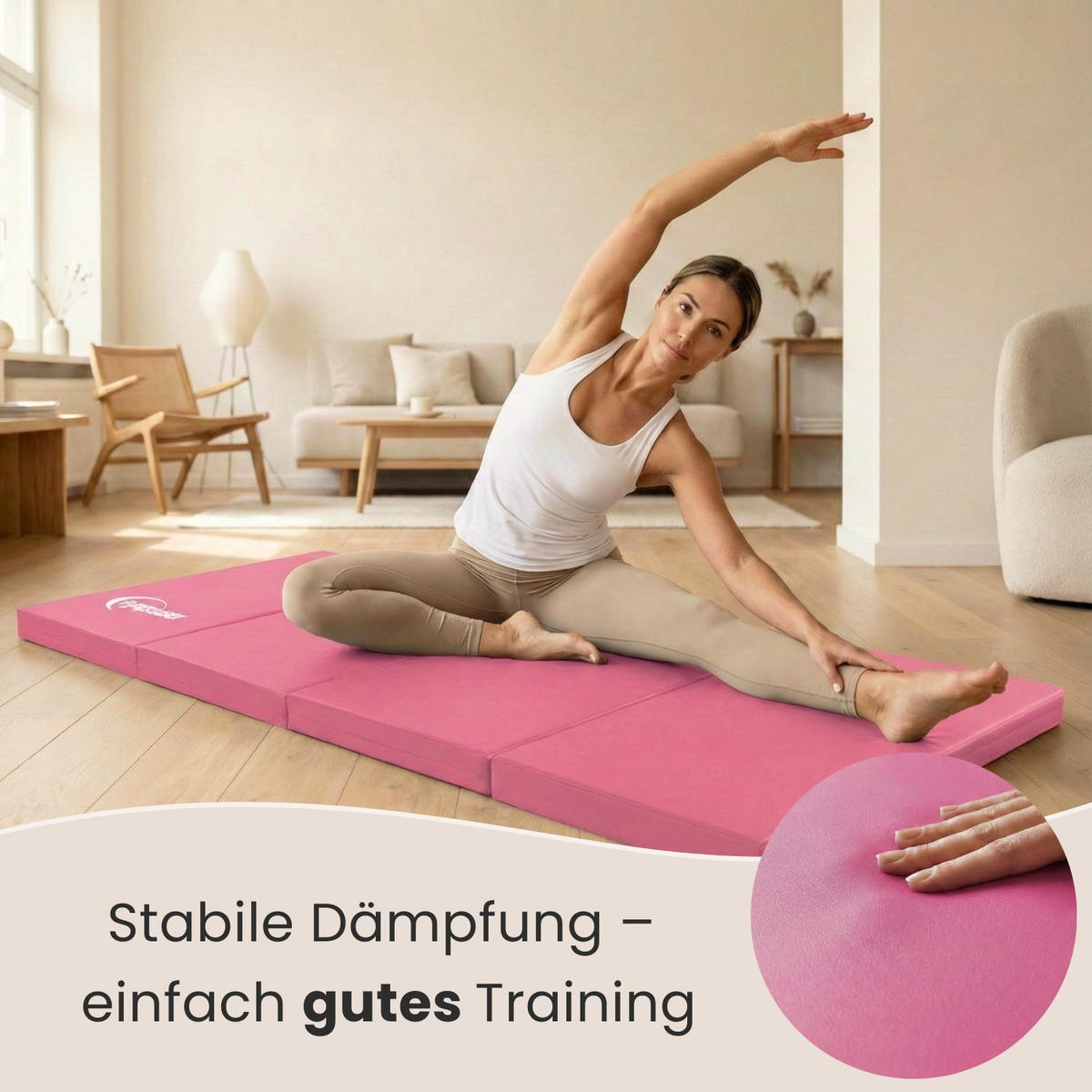 GYMNASTIKMATTE zum Wenden - 180/60/5 cm Faltbare Turnmatte - Pink/Lila, Kunststoff (60/180cm) - eyepower