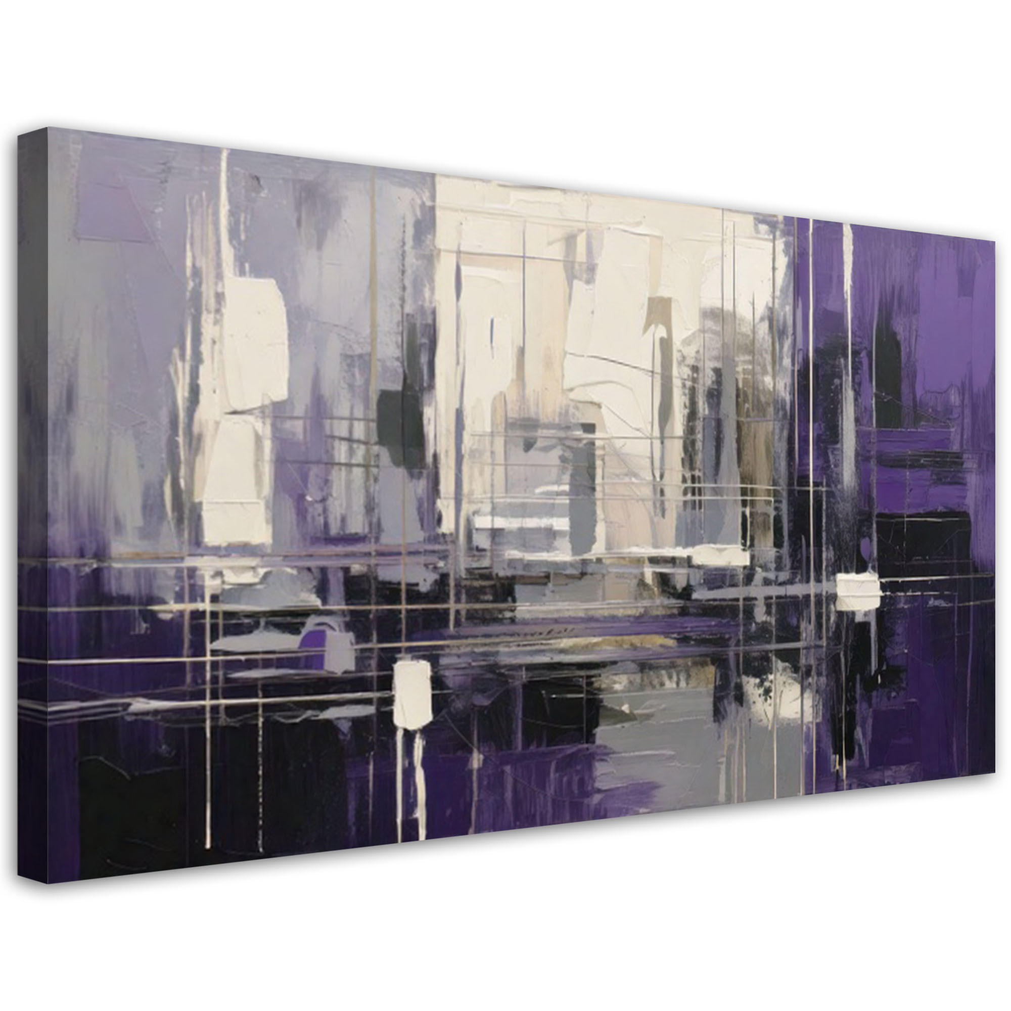 LEINWANDBILD Geometrische Abstraktion Violett 120x60cm - Lila, Textil (120/60cm) - Feeby