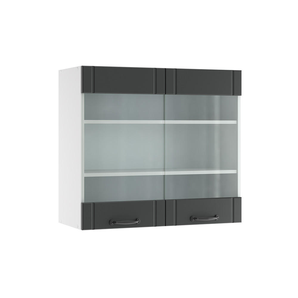 Vicco SKLENĚNÁ KUCHYŇSKÁ SKŘÍŇKA Fame-Line Antracitový venkovský dům 80 cm