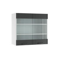 KÜCHENGLASSCHRANK Fame-Line Anthrazit Landhaus 80 cm - Anthrazit/Weiß, Holzwerkstoff (80/72/34.1cm) - Vicco