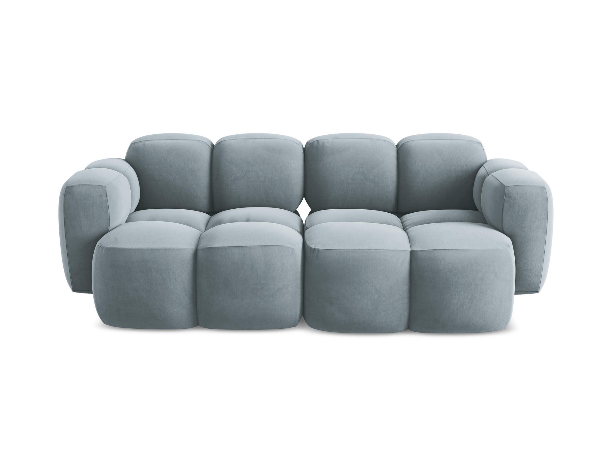 2-SITZER SOFA Samt Stoff Blau - Schwarz/Hellblau, Holzwerkstoff/Kunststoff (210/72/115cm) - Makamii