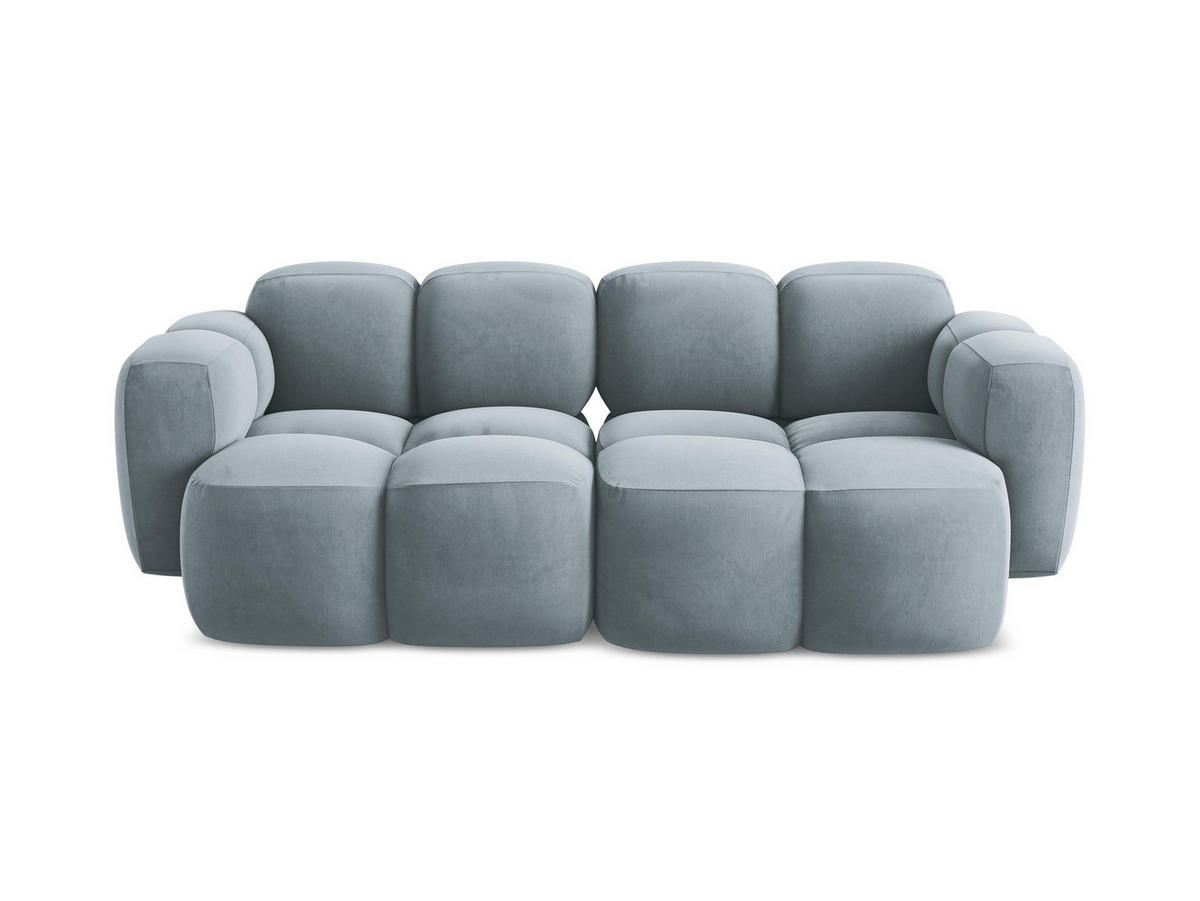 2-SITZER SOFA Samt Stoff Blau - Schwarz/Hellblau, Holzwerkstoff/Kunststoff (210/72/115cm) - Makamii