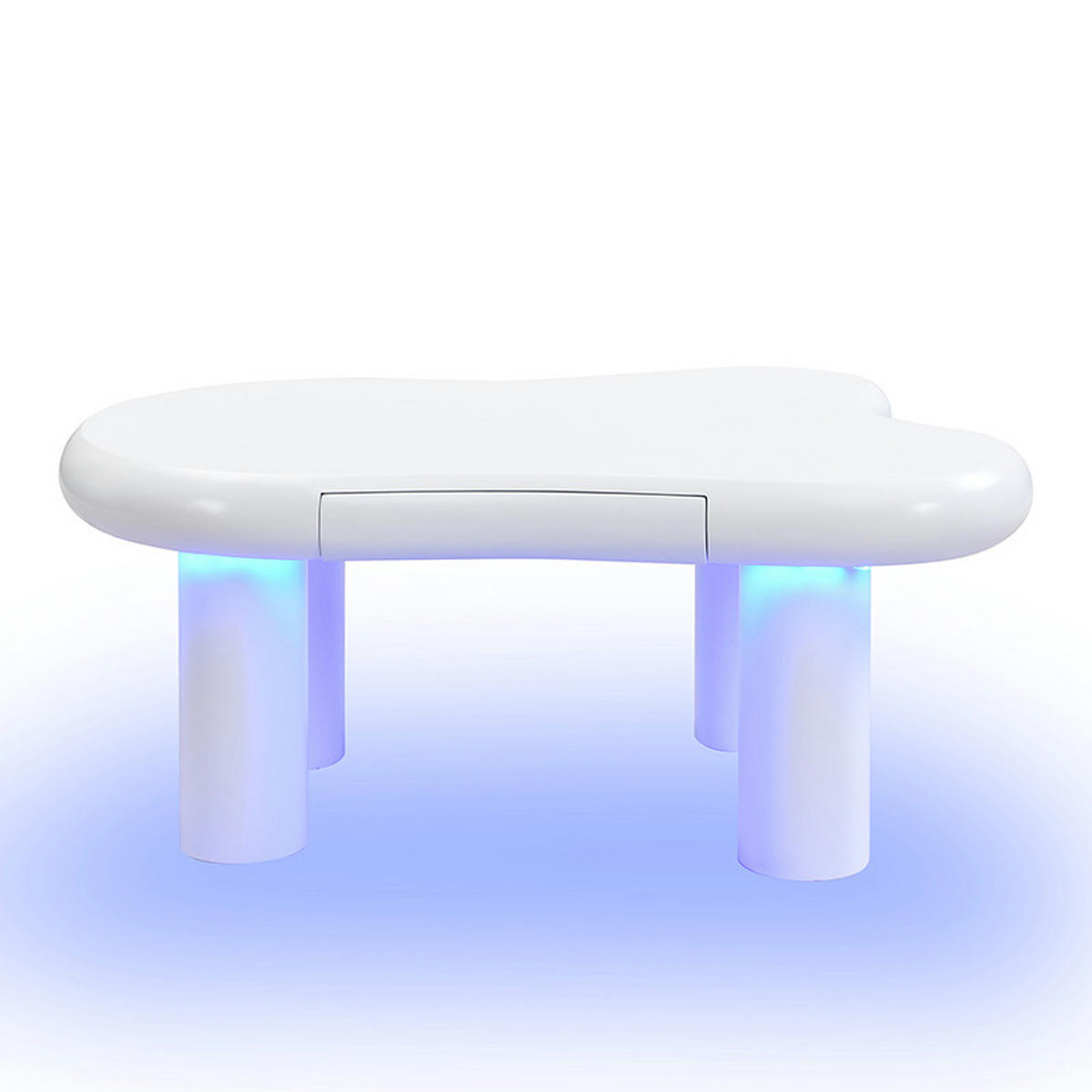 COUCHTISCH 98/65,5/40 cm weiß in Cloud-Form mit 16-farbiger LED-Beleuchtung und Schublade - Weiß, Holzwerkstoff (98/65.5/40cm) - OKWISH