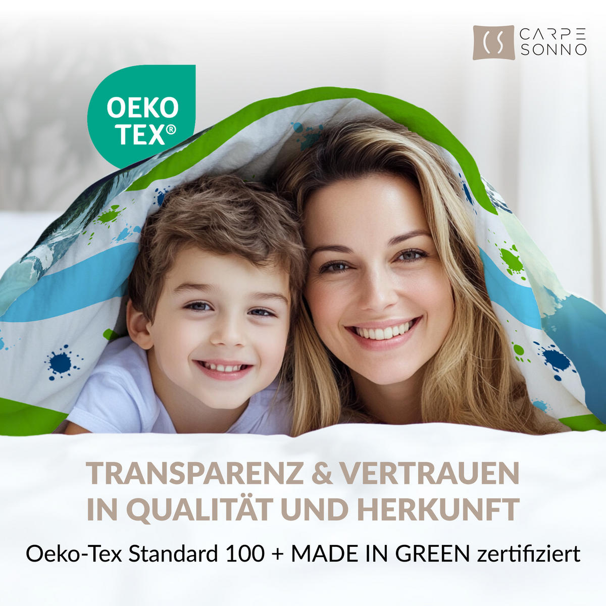 KINDERBETTWÄSCHE 135x200 cm Traktor Schlepper aus 100% Baumwolle - Leuchtet um Dunkeln - Grün, Textil (135/200cm) - Carpe Sonno