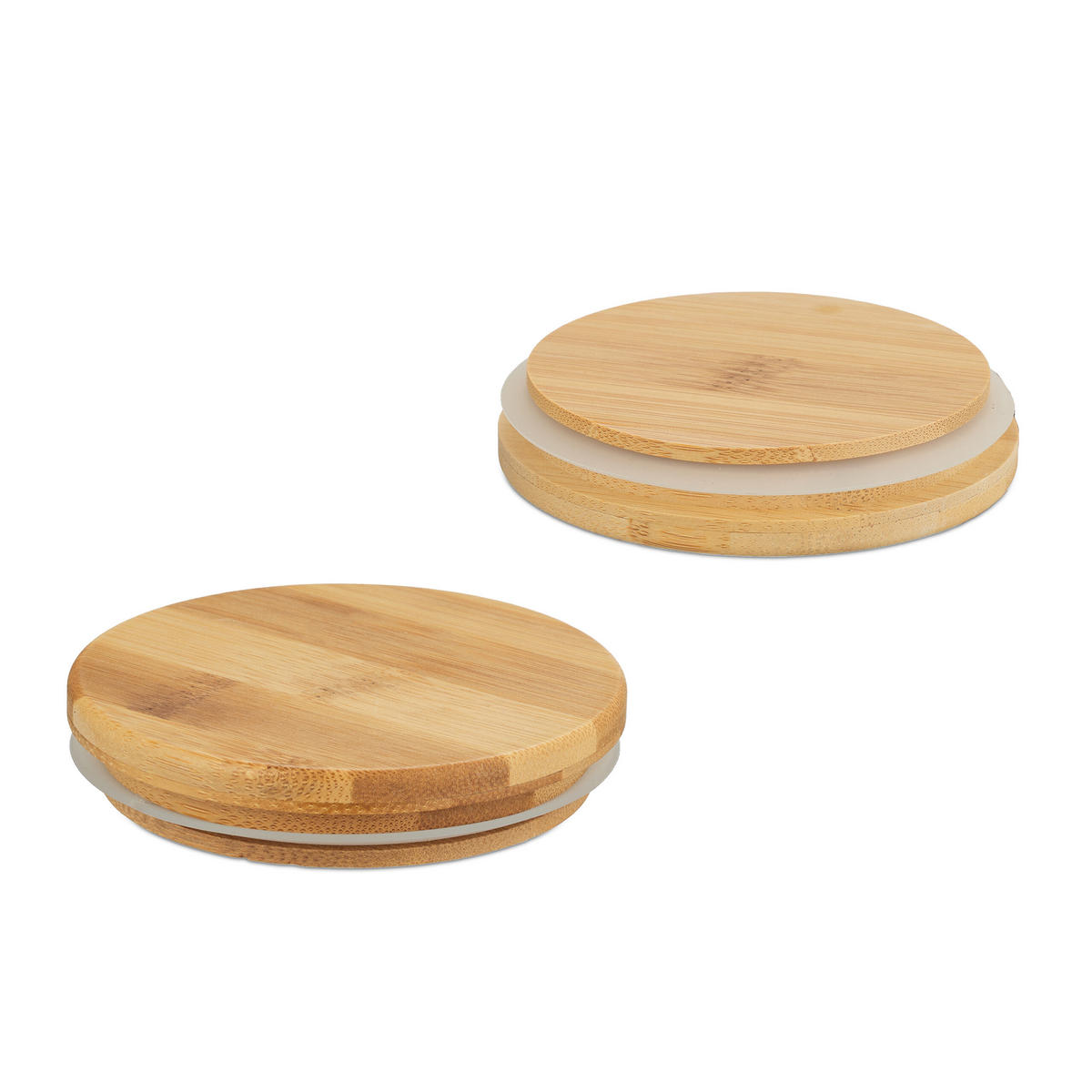 3xVORRATSGLÄSER - Transparent, Glas/Holz (12/21.5/12cm) - Relaxdays