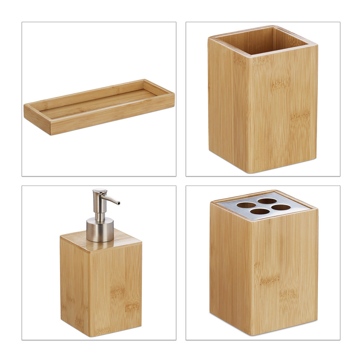 BADACCESSOIRES - Hellbraun, Holz/Metall (25/18/9.5cm) - Relaxdays