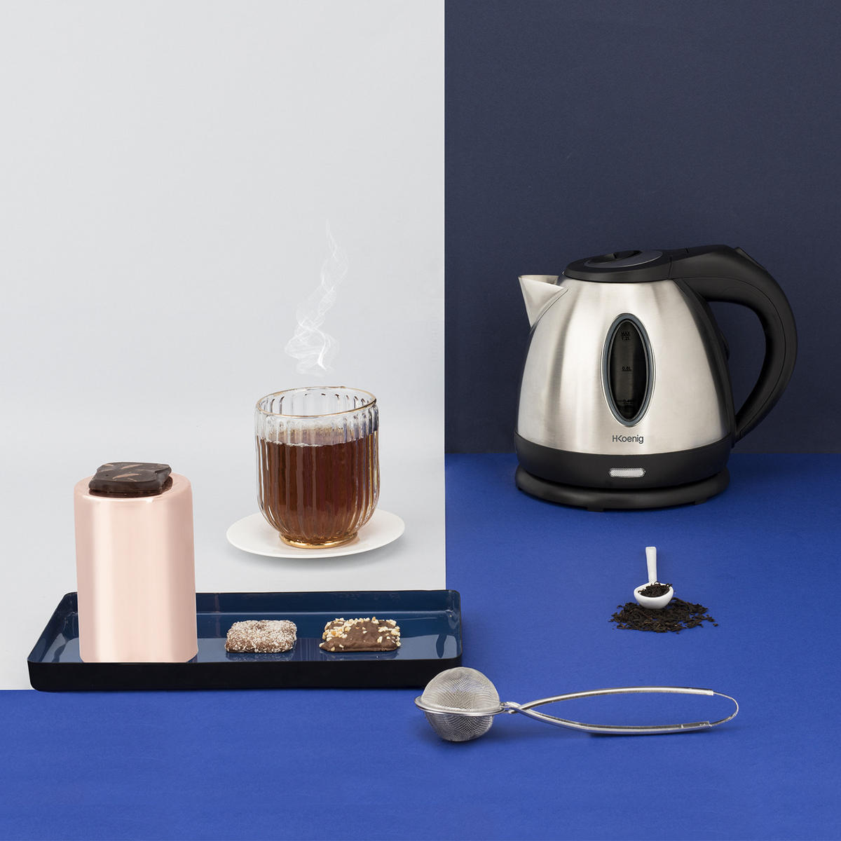 WASSERKOCHER BO12 Schwarz und Silber, 1,2 L - Grau, Metall (16/15.5/20cm) - HKoenig