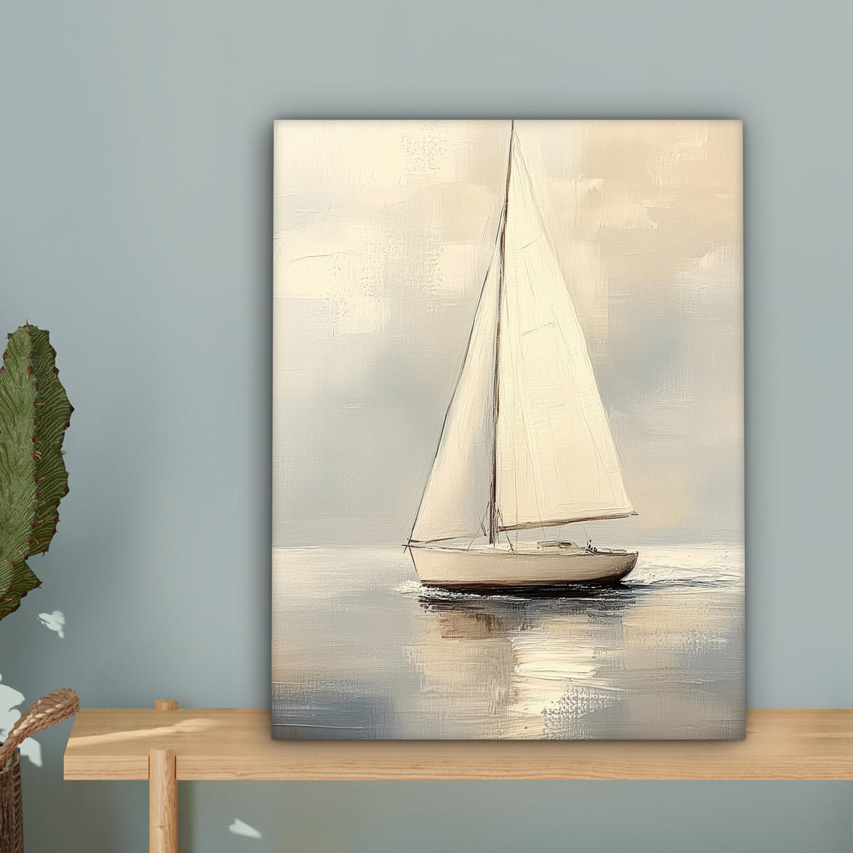 LEINWANDBILD Segelschiff - Meer - Bewölkt Room Decor 30x40 cm - Creme, Textil (30/40cm) - MuchoWow