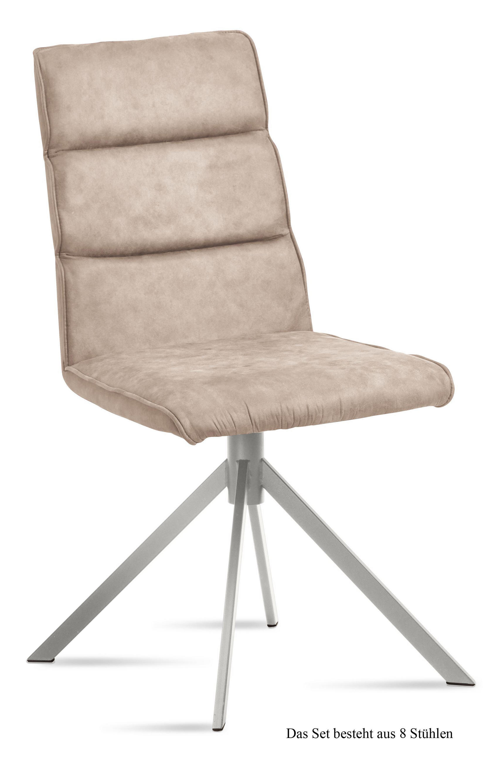 ESSZIMMERSTUHL (8er-Set) Dorkas 47x92x60 Edelstahl/Natur - Edelstahlfarben/Naturfarben, Kunststoff (60/92/47cm) - 58aufmkessel