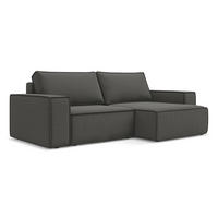 ECKSOFA mit Schlaffunktion Samt Stoff Grau - Dunkelgrau/Schwarz, Kunststoff/Textil (257/148cm) - Makamii