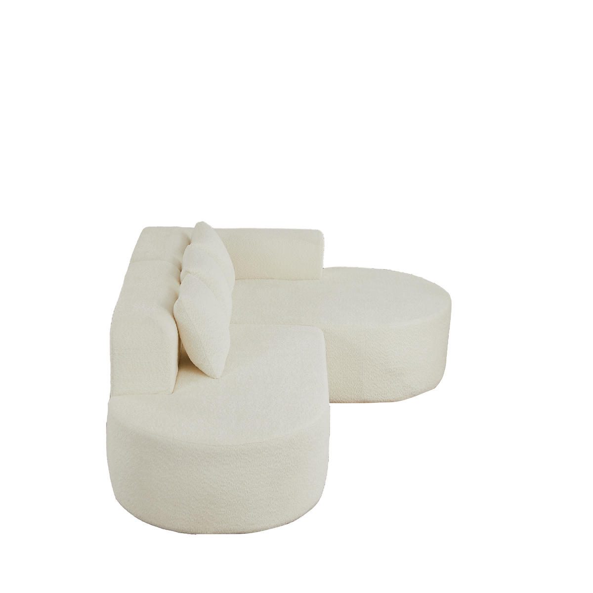 ECKSOFA 222/157/73 cm Beige Chenille mit 3 Kissen (Rechte Seite) - Creme, Textil (157/222cm) - Oxeza