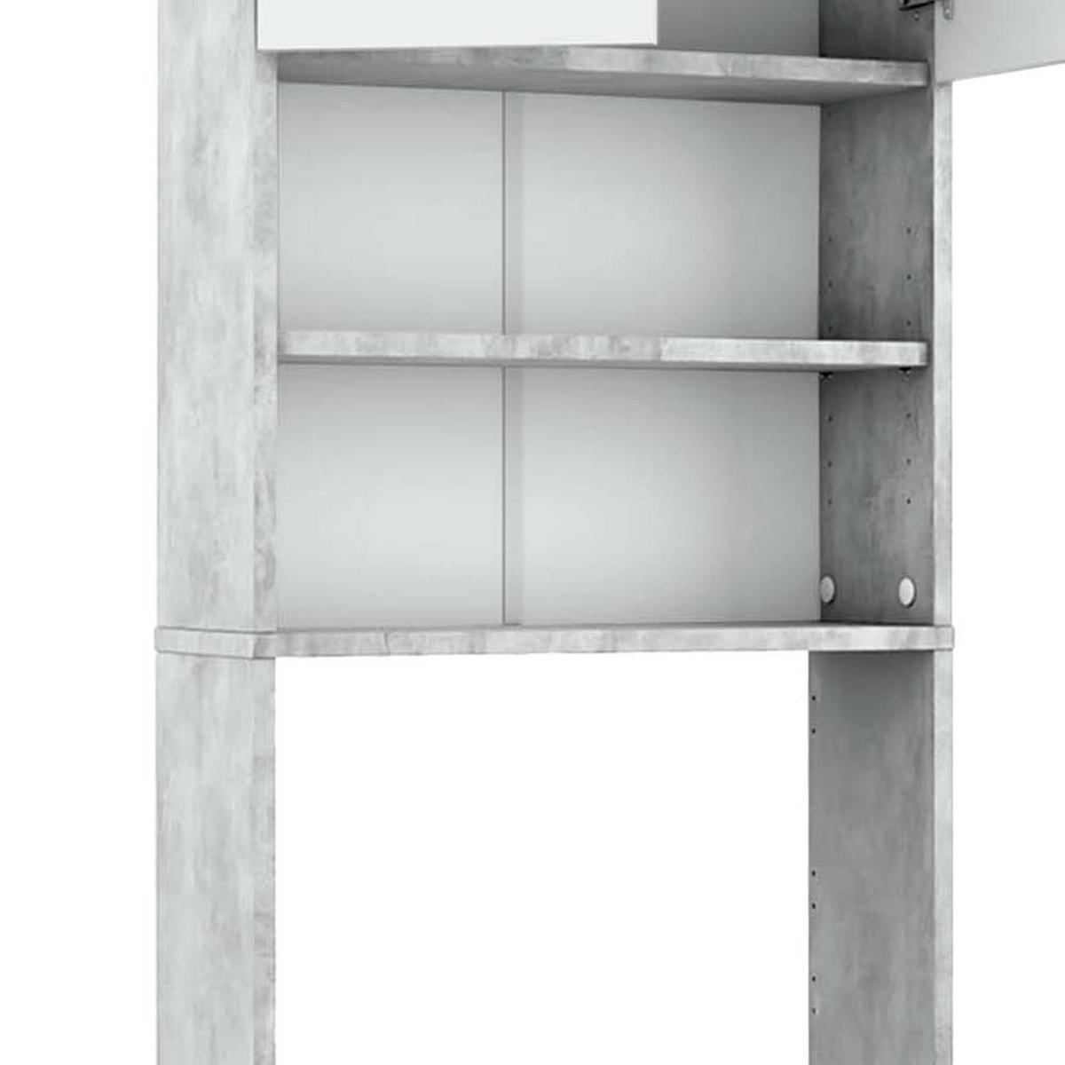 TOILETTENSCHRANK Beton/Weiß 64 x 190 cm mit 2 Türen - Weiß/Grau, Holzwerkstoff (64/190/26cm) - Vicco
