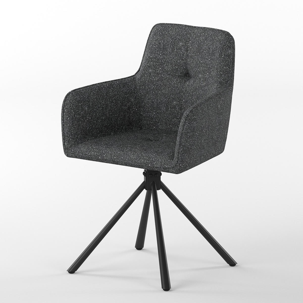 GARTENESSGRUPPE - 5-teilig - Stahl / Polyester - Schwarz / Grau - Schwarz/Grau, Textil/Metall - home24