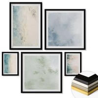 WANDBILDER 5er-Set - 50x50 cm & 20x30 cm & 40x60 cm Schwarzer Rahmen - Aquarell-Leinwandstil - Schwarz, Kunststoff (40/60cm) - ArtPrintCave