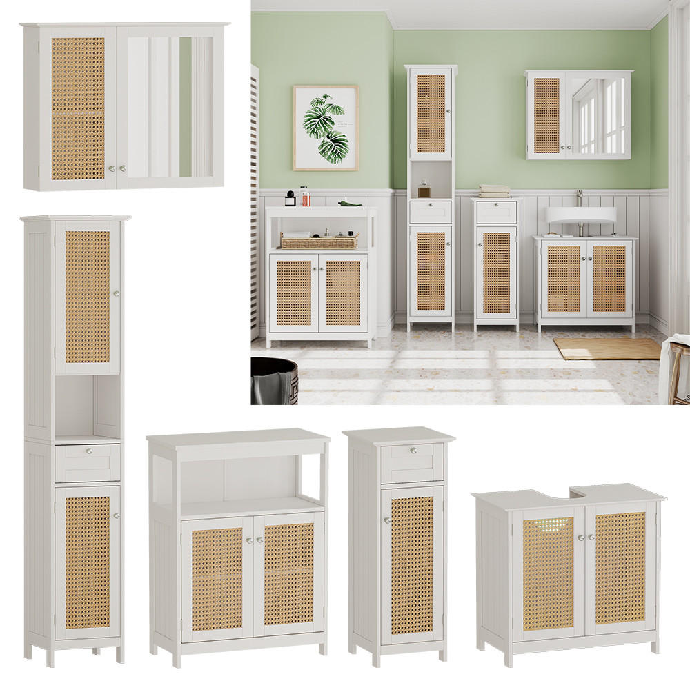 BADMÖBEL-SET Rosario Weiß 5 Teile - Weiß, Holzwerkstoff (60/58/35cm) - Vicco