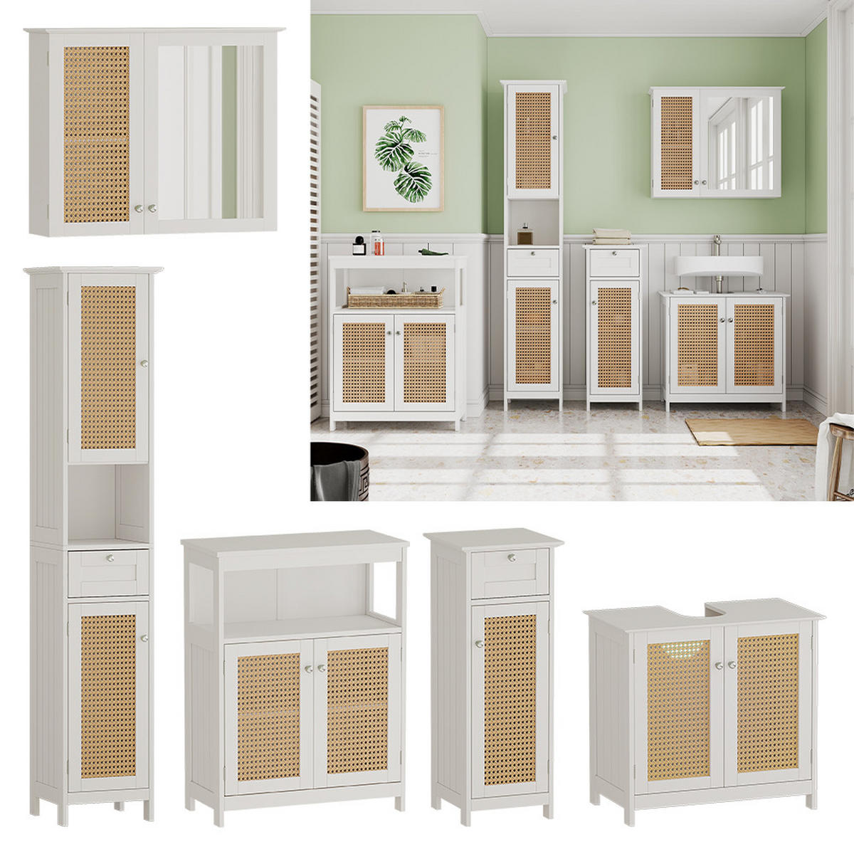 BADMÖBEL-SET Rosario Weiß 5 Teile - Weiß, Holzwerkstoff (60/58/35cm) - Vicco