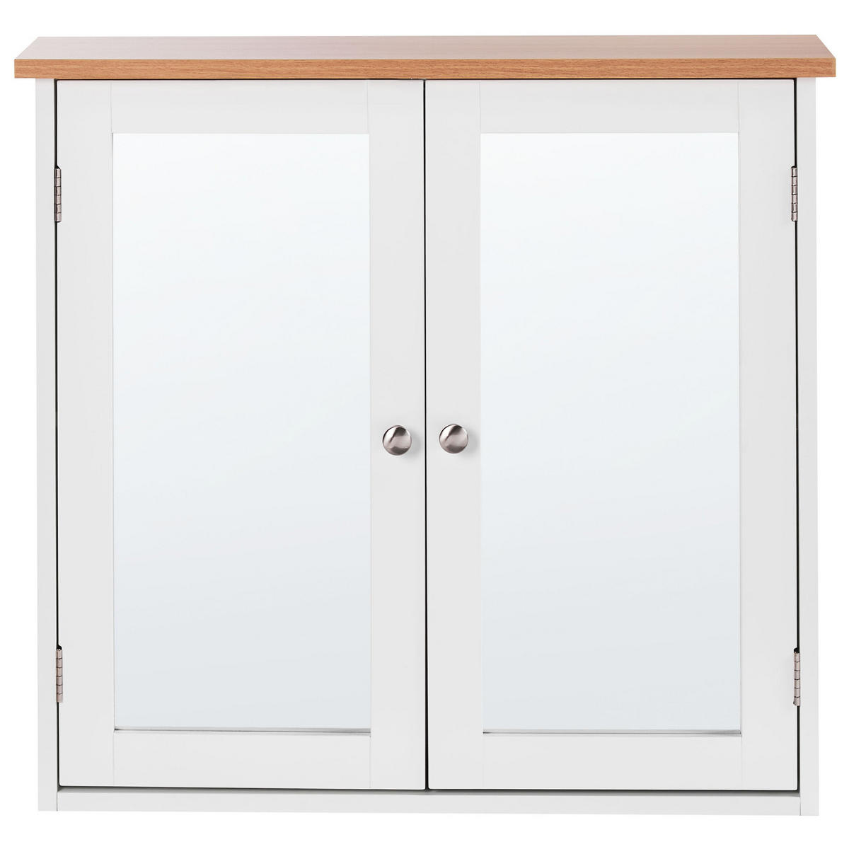 KOUPELNOVÁ ZRCADLOVÁ SKŘÍŇKA 65/60 cm Bílá Alamos - bílá/hnědá, kompozitní dřevo (65/60/17cm) - Beliani