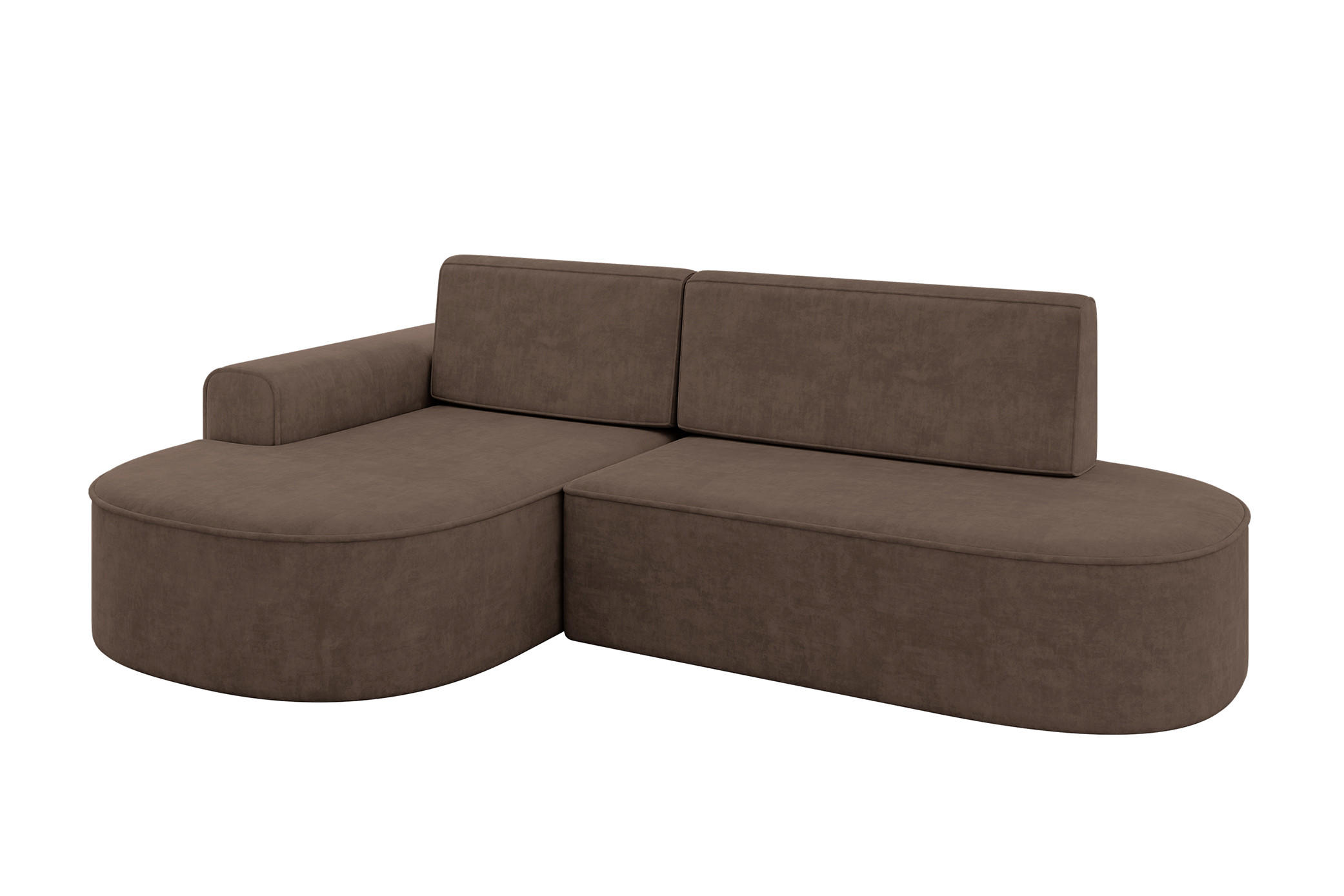 ECKSOFA mit Schlaffunktion und Bettkasten Ottomane Links MARI-L1-S - 283x167x85 cm Braun Velours - Schwarz/Bronzefarben, Holzwerkstoff/Kunststoff (283/167cm) - ALTDECOR