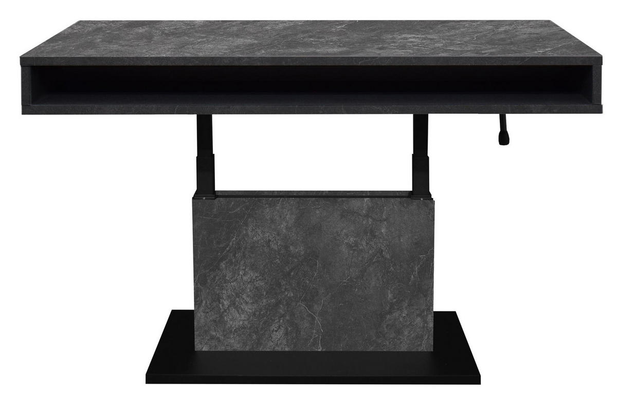 COUCHTISCH Höhenverstellbar Else 2 110x59x60 Holz Keramikoptik Grau - Schwarz/Grau, Holzwerkstoff (110/60/59cm) - 58aufmkessel